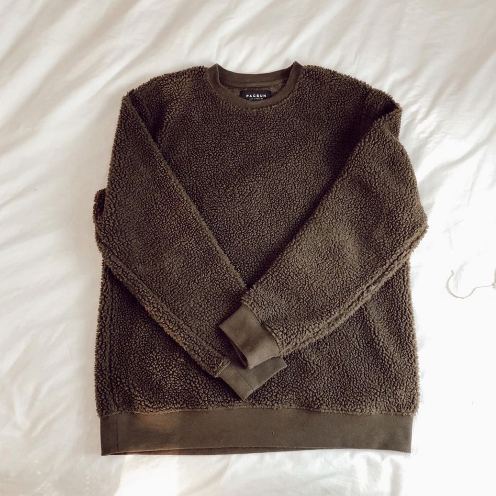 Long Chocolate Brown Teddy Crewneck